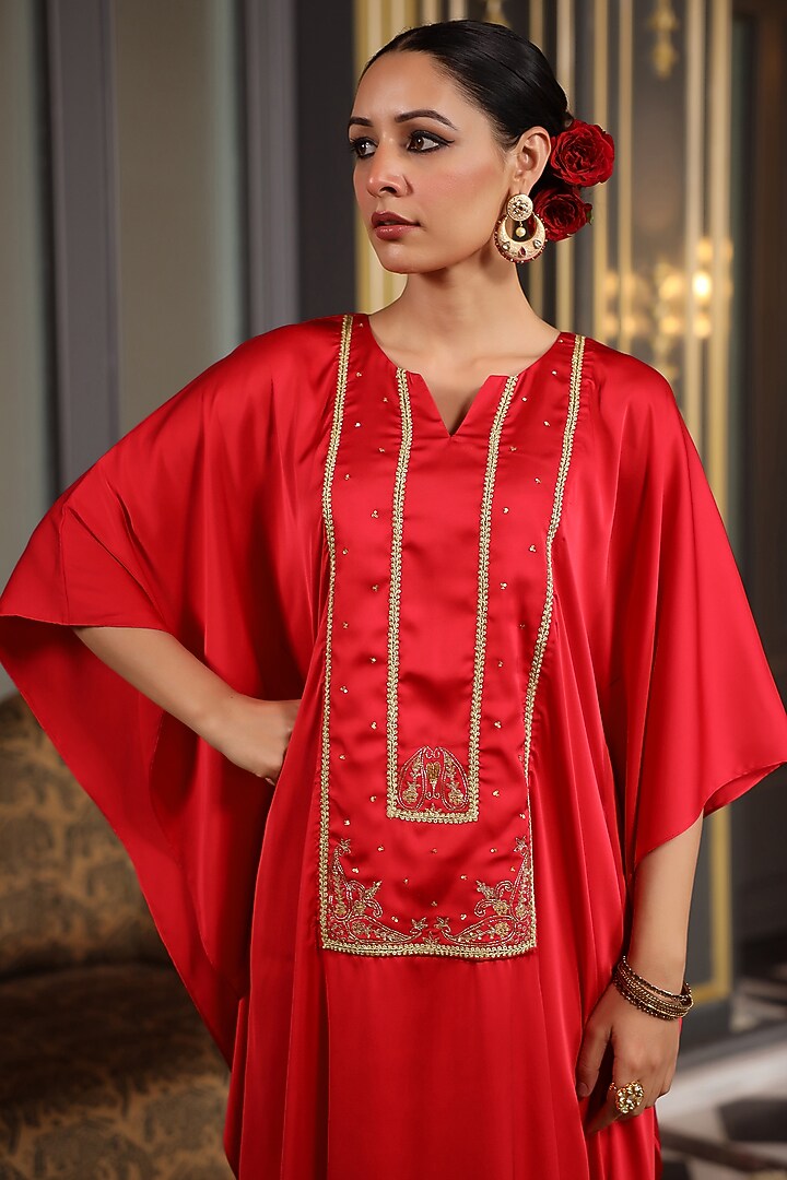 Red Emporio Satin Pant Set by K-ANSHIKA Jaipur at Pernia's Pop Up Shop