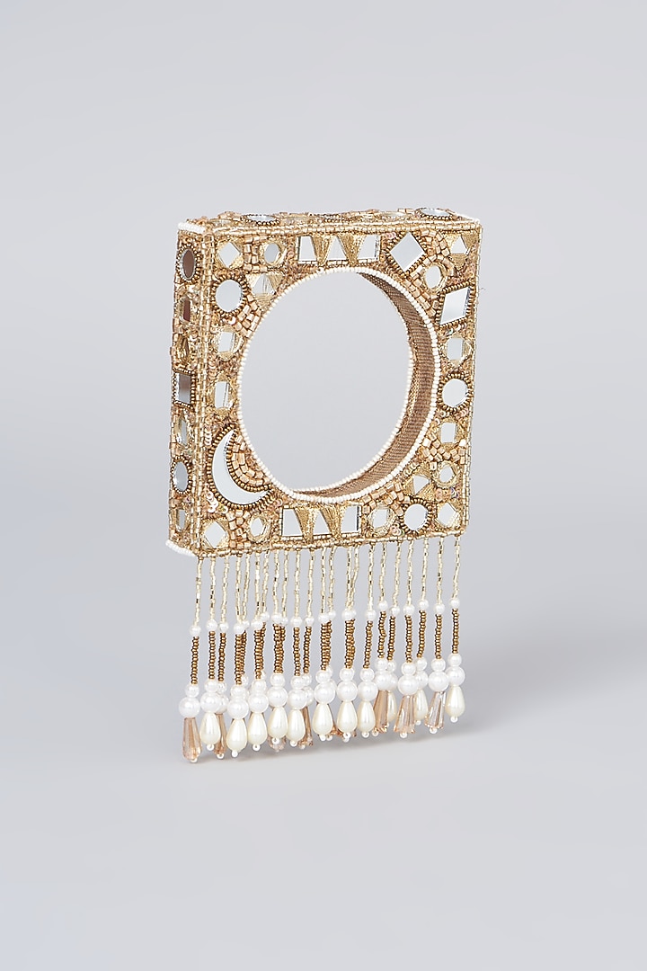 Gold Hand Embroidered Bangle by KnotMeCute at Pernia's Pop Up Shop