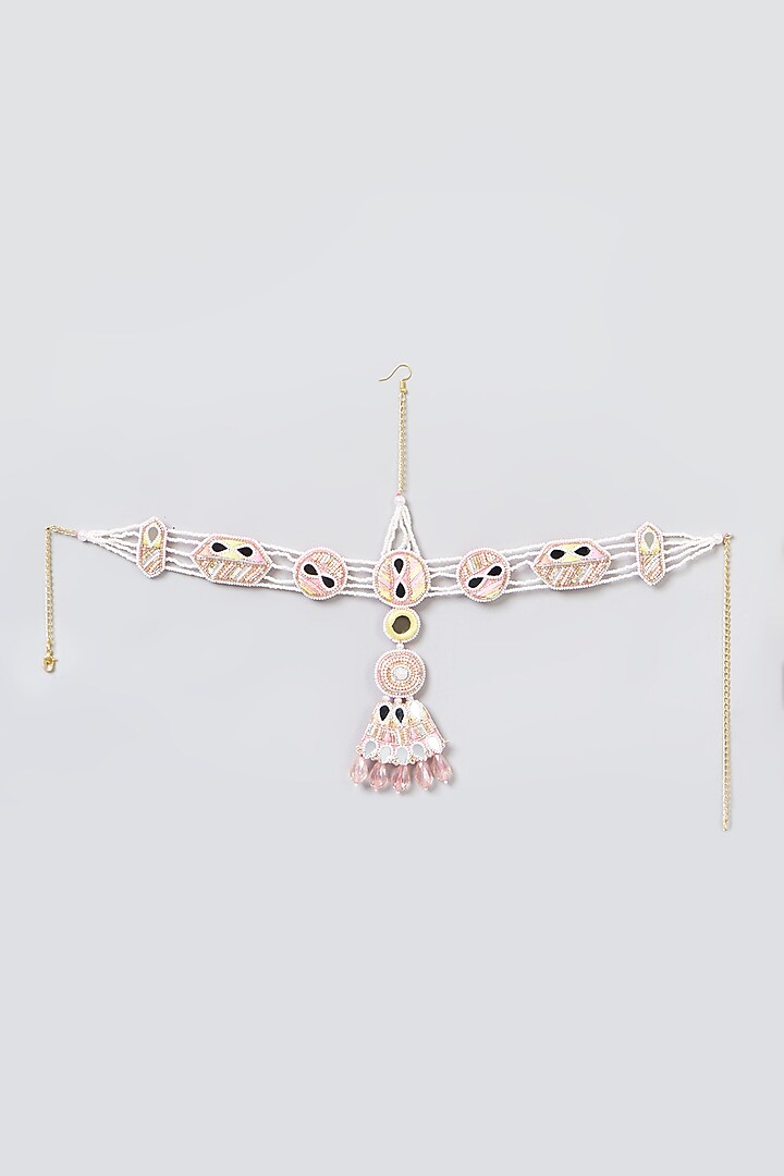 Pink Matha Patti With Mirror Work by KnotMeCute at Pernia's Pop Up Shop