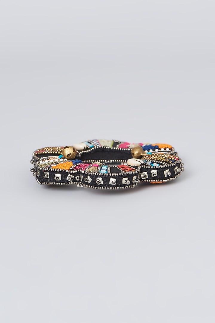 Multi-Colored Hand Embroidered Bangle by KnotMeCute at Pernia's Pop Up Shop