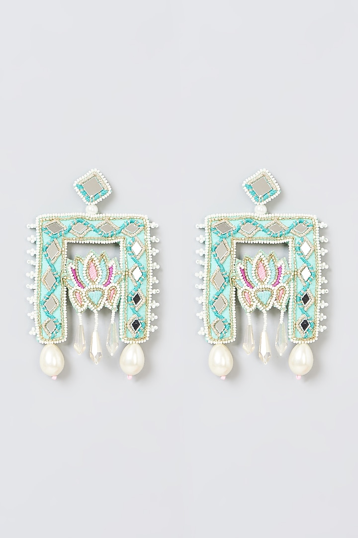 Aqua Embellished Earrings by KnotMeCute