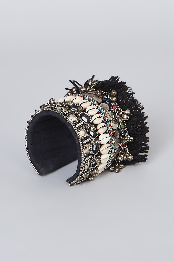 Black Embellished Handcuff by KnotMeCute at Pernia's Pop Up Shop
