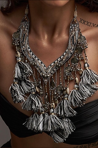 Black & White Mirror Long Necklace by KnotMeCute