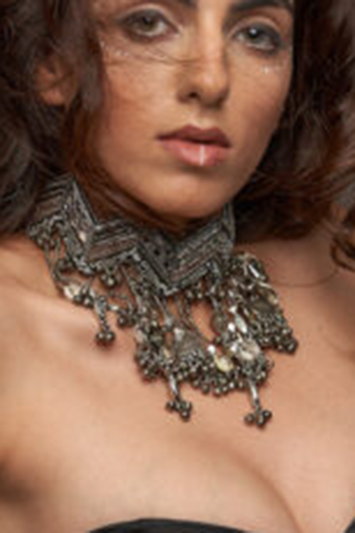 Silver Grey Mirror Choker Necklace by KnotMeCute