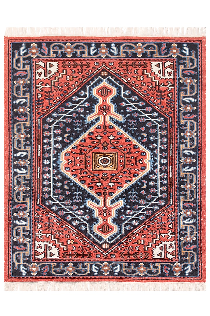 Red & Black Hand-Knotted Wool Carpet by Knotty Rugs