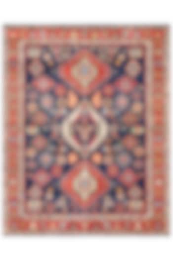 Bright Red & Navy Blue Hand-Knotted Carpet by Knotty Rugs at Pernia's Pop Up Shop