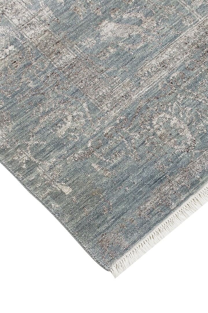 Beige & Powder Blue Hand-Knotted Carpet by Knotty Rugs at Pernia's Pop Up Shop