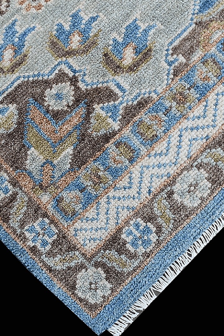 Sky Blue Hand-Knotted Carpet by Knotty Rugs at Pernia's Pop Up Shop
