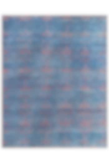 Sky Blue & Rust Red Hand-Knotted Carpet by Knotty Rugs