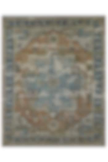 Rust Brown & Aster Blue Hand-Knotted Carpet by Knotty Rugs
