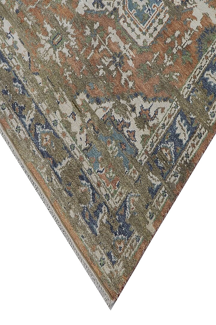Rust Brown & Aster Blue Hand-Knotted Carpet by Knotty Rugs at Pernia's Pop Up Shop