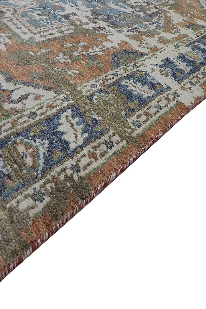 Rust Brown & Aster Blue Hand-Knotted Carpet by Knotty Rugs at Pernia's Pop Up Shop