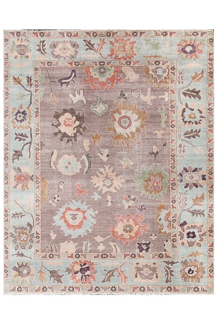 Beige Wool & Cotton Hand-Knotted Carpet by Knotty Rugs