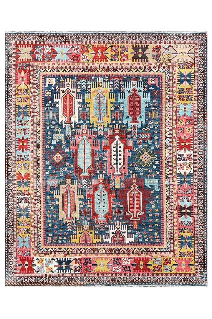 Multi-Colored Wool & Cotton Hand-Knotted Carpet by Knotty Rugs