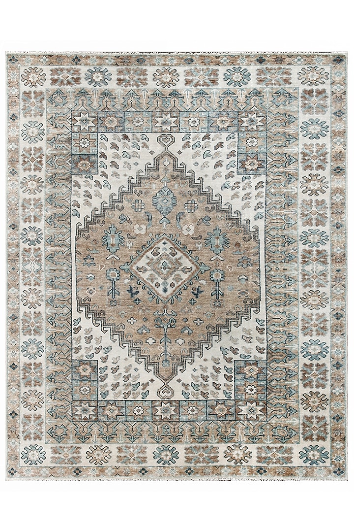 Beige & Ivory Hand-Knotted Carpet by Knotty Rugs at Pernia's Pop Up Shop