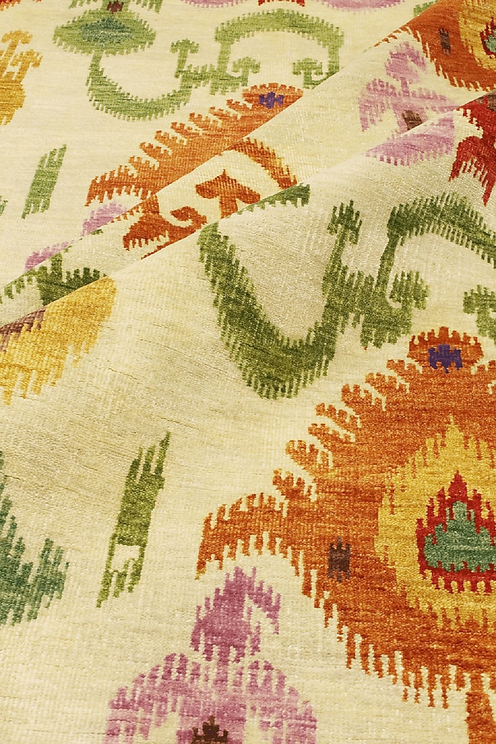 Pale Yellow Wool Hand-Knotted Carpet by Knotty Rugs at Pernia's Pop Up Shop
