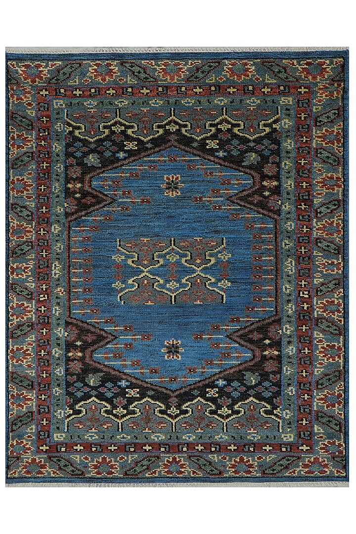Navy Blue & Grey Hand-Knotted Carpet by Knotty Rugs at Pernia's Pop Up Shop