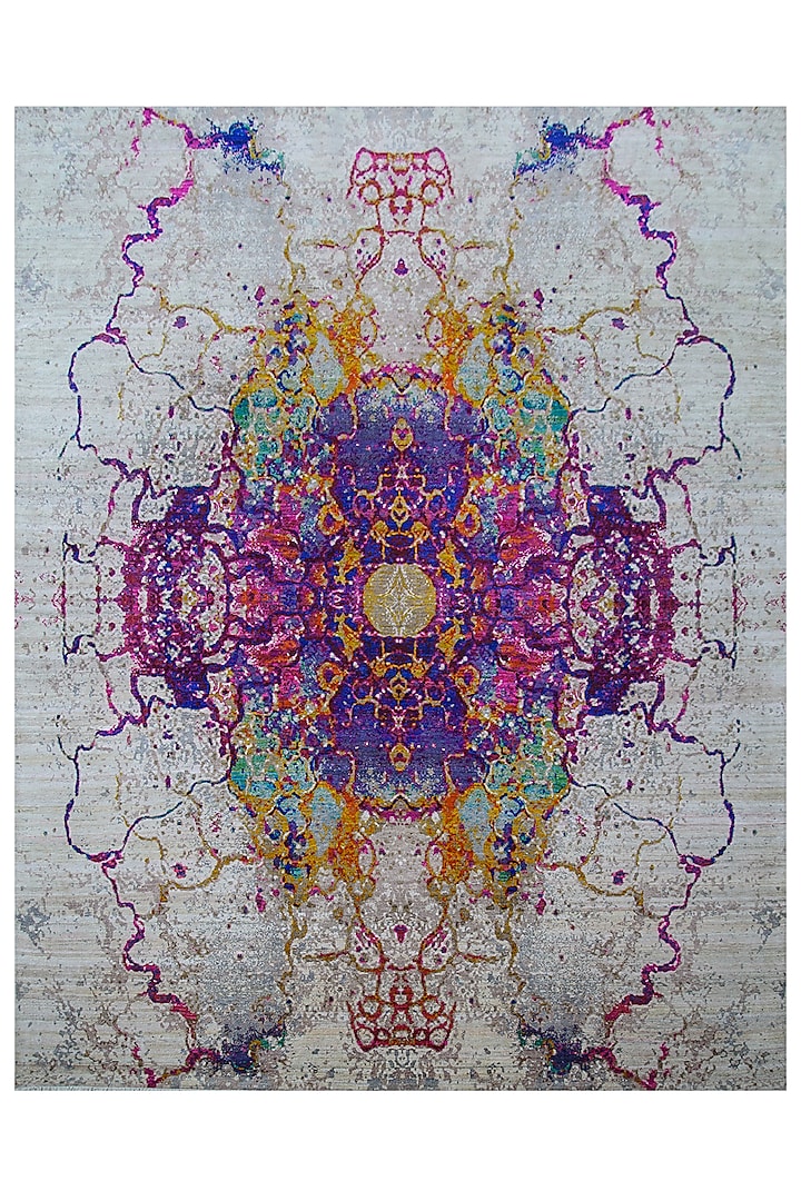 Ivory & Pink Pure Silk Hand-Knotted Carpet by Knotty Rugs at Pernia's Pop Up Shop