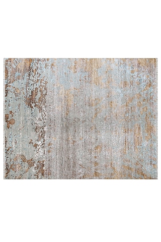 Beige & Powder Blue Hand-Knotted Carpet by Knotty Rugs