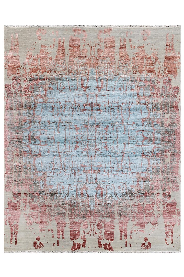 Silver & Powder Blue Hand-Knotted Carpet by Knotty Rugs