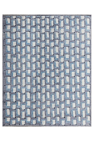 Powder Blue & Grey Hand-Knotted Carpet by Knotty Rugs