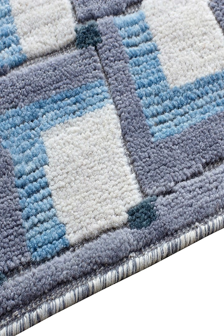 Powder Blue & Grey Hand-Knotted Carpet by Knotty Rugs at Pernia's Pop Up Shop