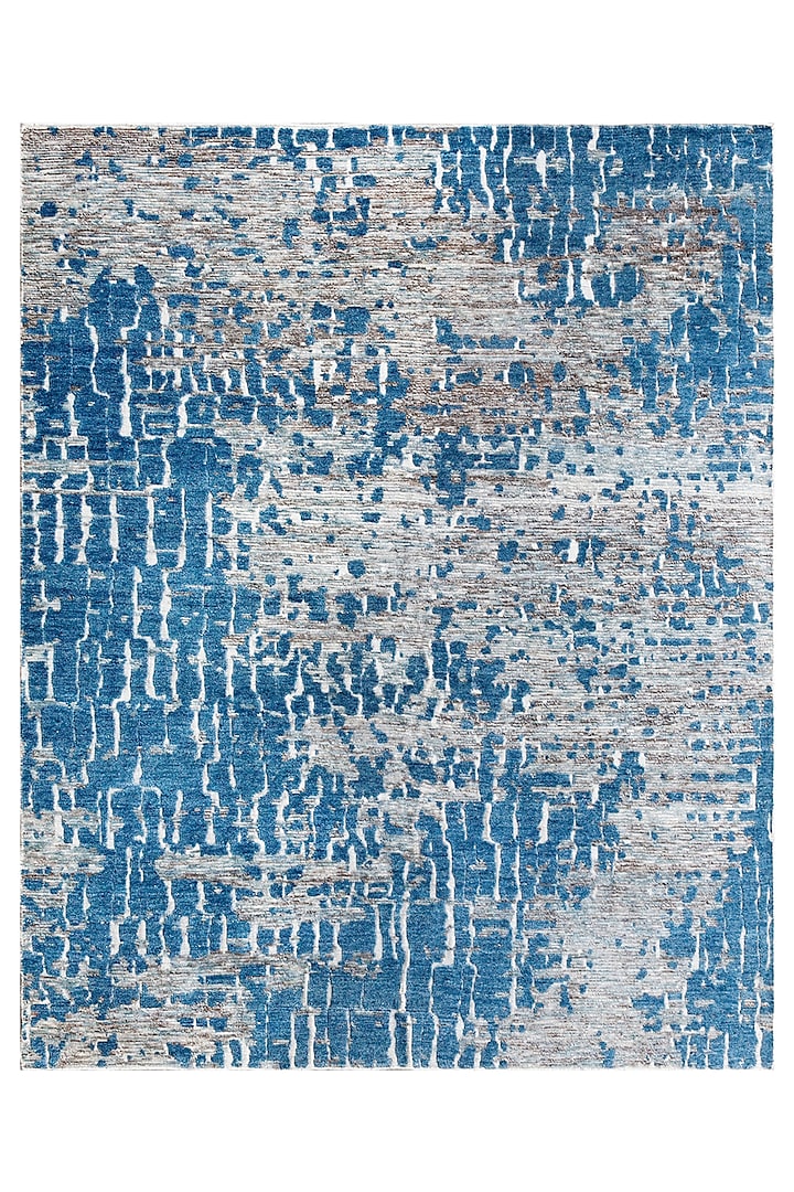 Cobalt Blue & Brown Hand-Knotted Carpet by Knotty Rugs