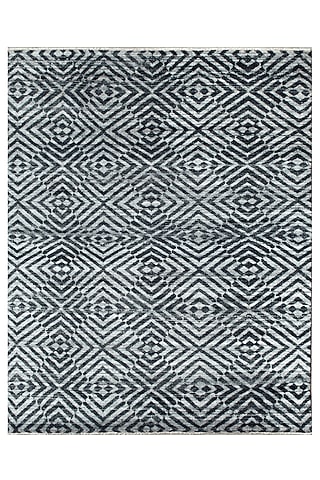 Black & Grey Hand-Knotted Carpet by Knotty Rugs