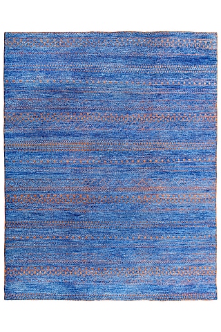 Cobalt Blue & Orange Hand-Knotted Carpet by Knotty Rugs