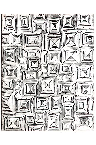 Ivory & Black Wool Hand-Knotted Carpet by Knotty Rugs