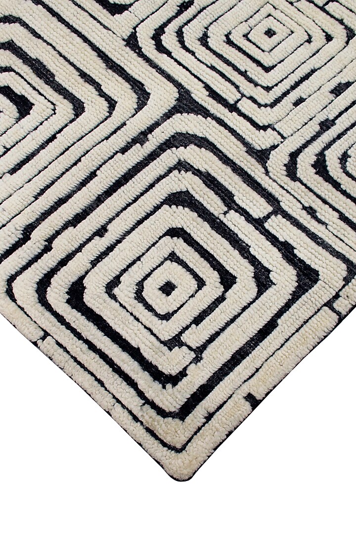 Ivory & Black Wool Hand-Knotted Carpet by Knotty Rugs at Pernia's Pop Up Shop