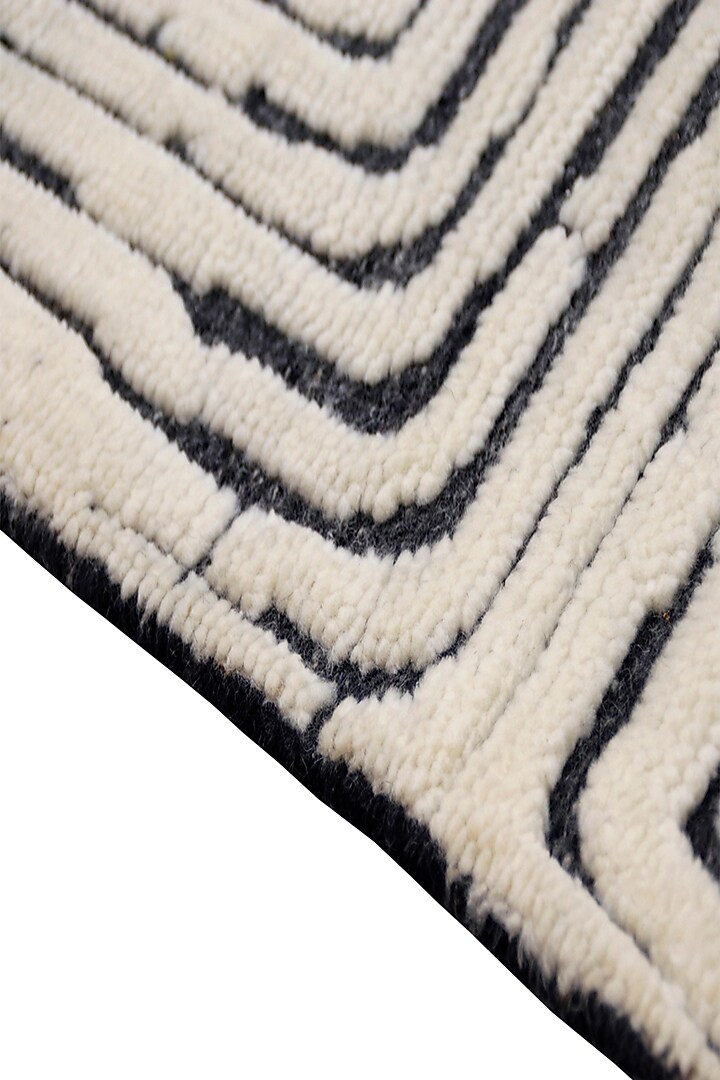 Ivory & Black Wool Hand-Knotted Carpet by Knotty Rugs at Pernia's Pop Up Shop