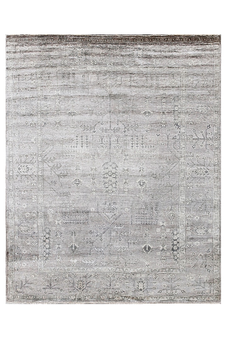 Silver Hand-Knotted Carpet by Knotty Rugs