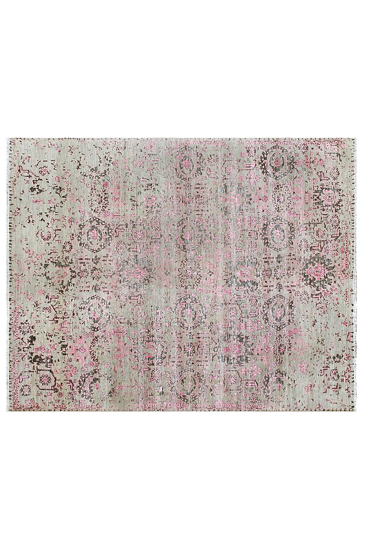 Khaki & Blush Pink Hand-Knotted Carpet by Knotty Rugs at Pernia's Pop Up Shop