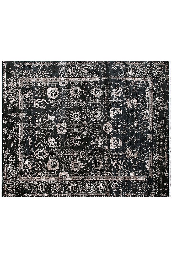 Black & Ivory Hand-Knotted Carpet by Knotty Rugs
