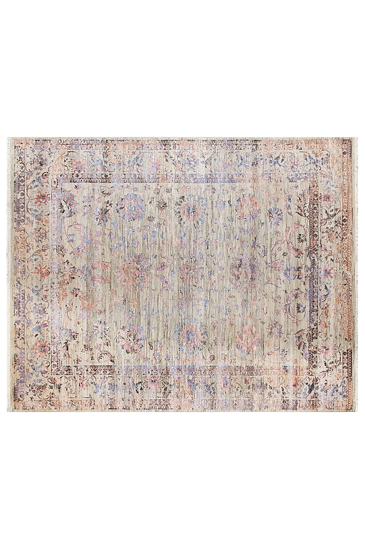 Coriander Green Wool & Viscose Hand-Knotted Carpet by Knotty Rugs