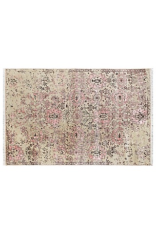 Gold & Blush Pink Hand-Knotted Carpet by Knotty Rugs