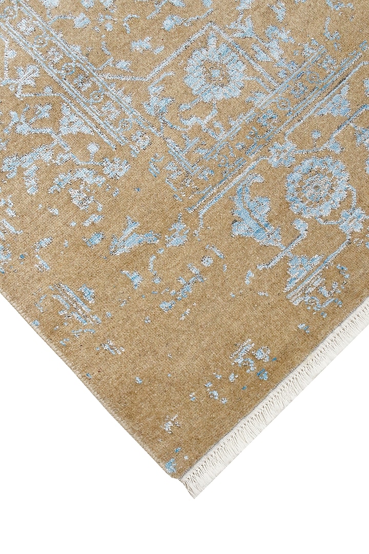 Gold & Sky Blue Hand-Knotted Carpet by Knotty Rugs at Pernia's Pop Up Shop