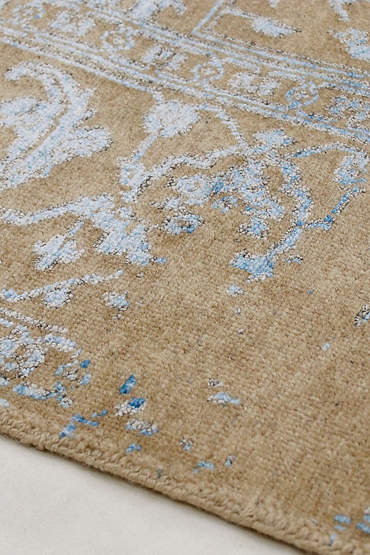 Gold & Sky Blue Hand-Knotted Carpet by Knotty Rugs at Pernia's Pop Up Shop