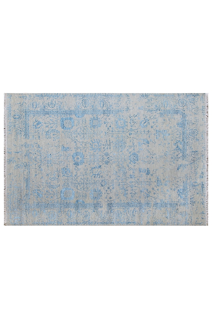 Dark Grey & Aster Blue Hand-Knotted Carpet by Knotty Rugs at Pernia's Pop Up Shop