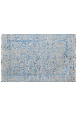 Dark Grey & Aster Blue Hand-Knotted Carpet by Knotty Rugs