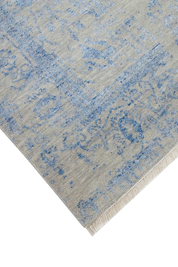 Dark Grey & Aster Blue Hand-Knotted Carpet by Knotty Rugs at Pernia's Pop Up Shop