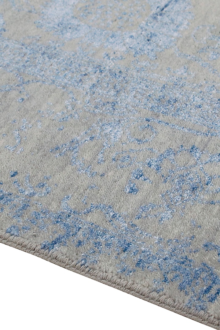 Dark Grey & Aster Blue Hand-Knotted Carpet by Knotty Rugs at Pernia's Pop Up Shop