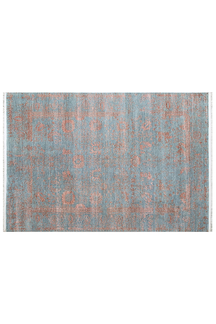 Greyish Blue & Copper Hand-Knotted Carpet by Knotty Rugs