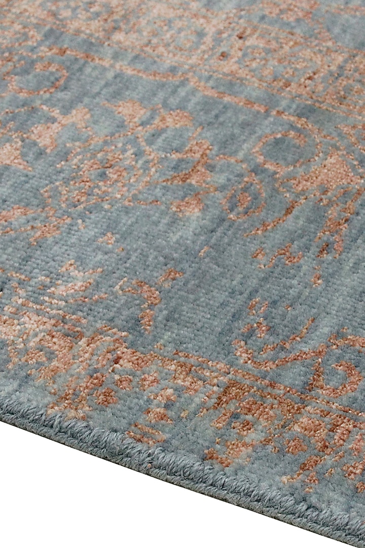 Greyish Blue & Copper Hand-Knotted Carpet by Knotty Rugs at Pernia's Pop Up Shop