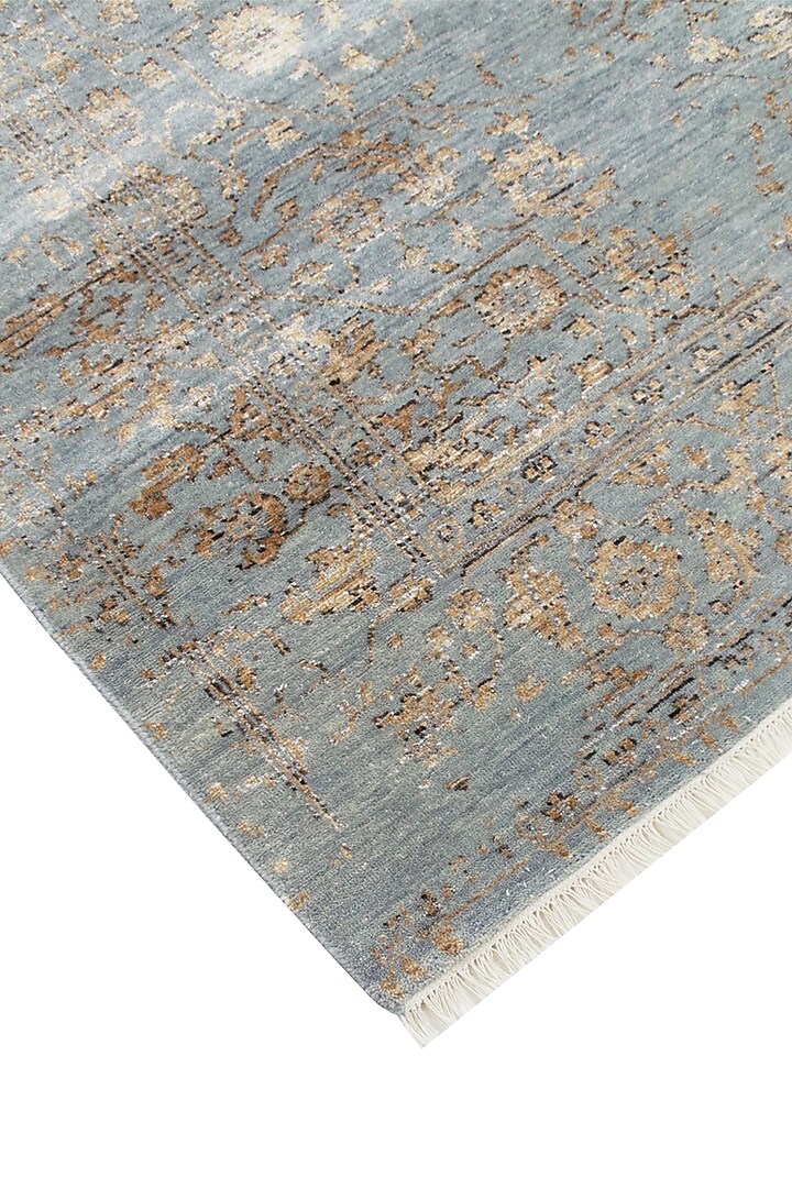 Powder Blue & Gold Hand-Knotted Carpet by Knotty Rugs at Pernia's Pop Up Shop