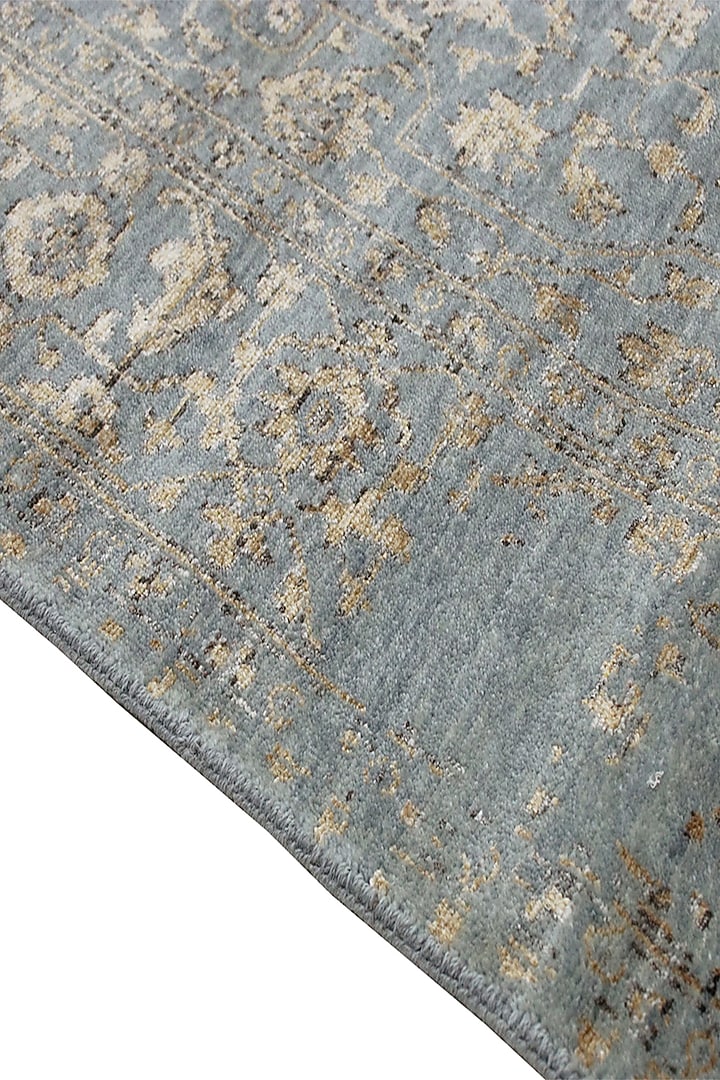 Powder Blue & Gold Hand-Knotted Carpet by Knotty Rugs at Pernia's Pop Up Shop