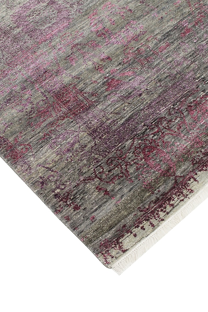 Dark Grey & Dark Pink Hand-Knotted Carpet by Knotty Rugs at Pernia's Pop Up Shop