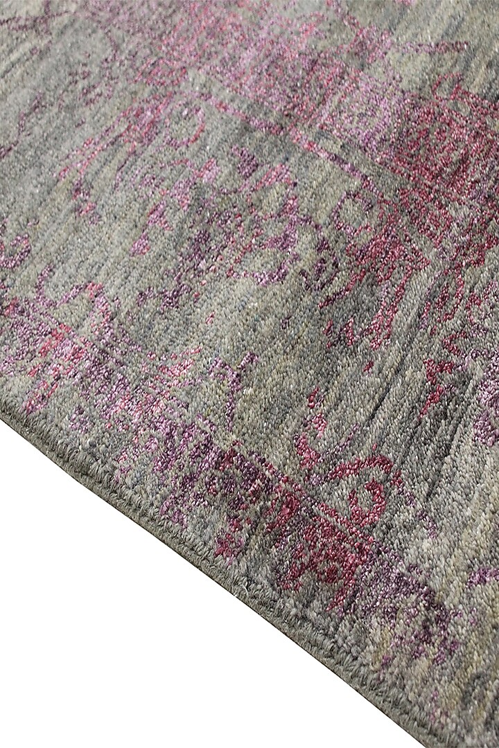 Dark Grey & Dark Pink Hand-Knotted Carpet by Knotty Rugs at Pernia's Pop Up Shop