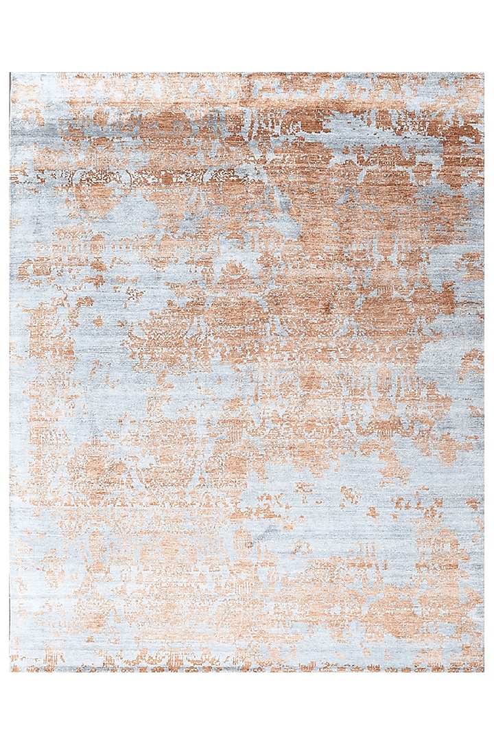 Powder Blue & Beige Hand-Knotted Carpet by Knotty Rugs